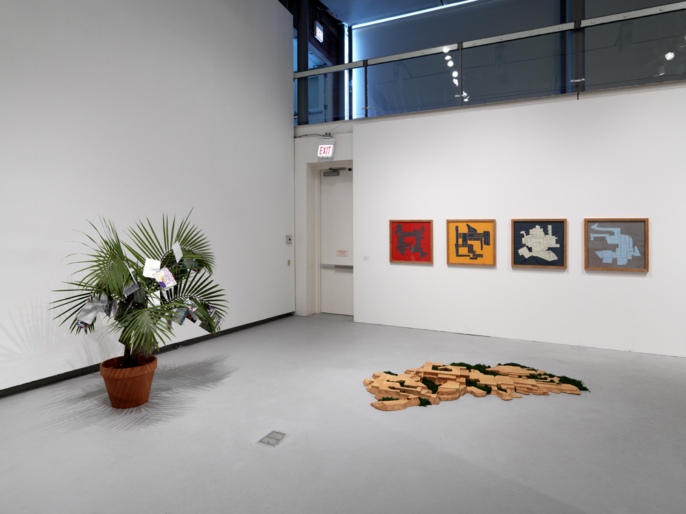 Installation view featuring Experiment Three by SAIC Management Studio students and works by Lan Tuazon.
